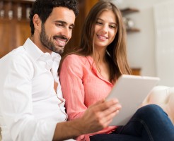 Couple using a tablet